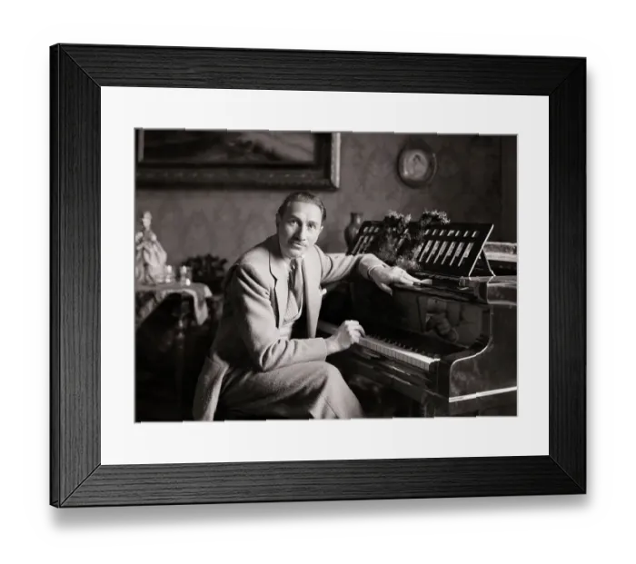 Framed Print : Rudolf Friml Posing at Piano
