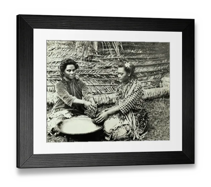 Framed Print : Two Fijian Women Making Coffee Framed Print : Two Fijian Women Making Coffee