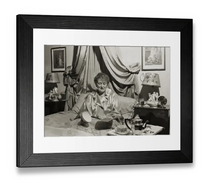 Framed Print : Emily Post Eating in Bed Framed Print : Emily Post Eating in Bed