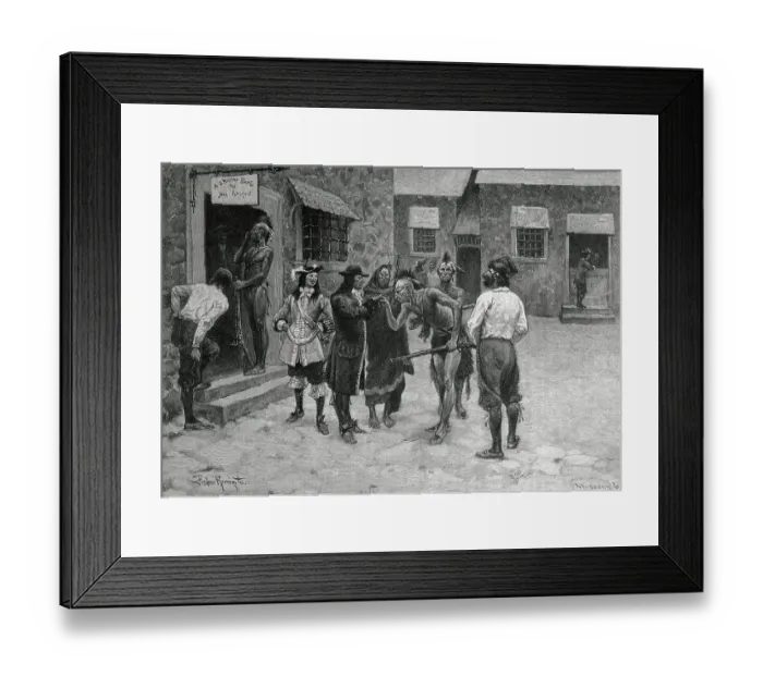 Framed Print : Indians Inspecting Settlers Framed Print : Indians Inspecting Settlers