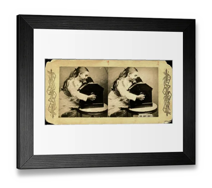 Framed Print : Girl Looking Through Stereoscope Framed Print : Girl Looking Through Stereoscope