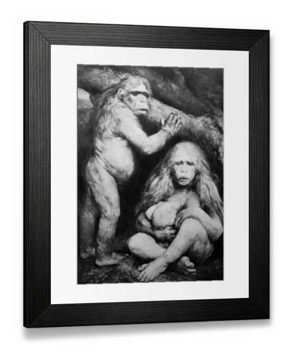 Framed Print : Prehistoric Man and Woman Framed Print : Prehistoric Man and Woman