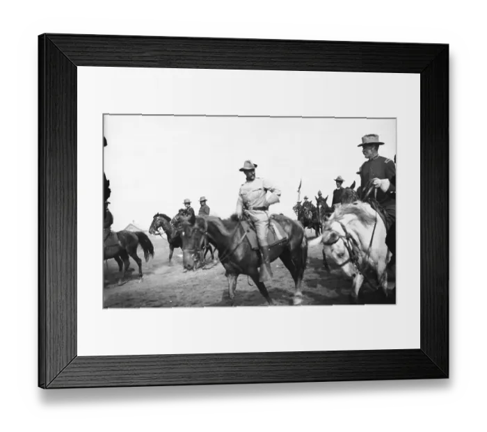 Framed Print : Teddy Roosevelt on Horseback with Hand on Hip Framed Print : Teddy Roosevelt on Horseback with Hand on Hip