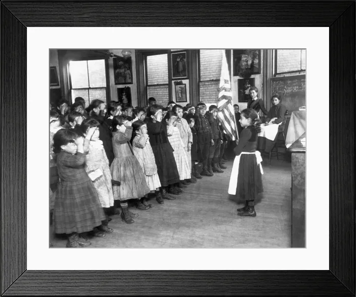 Framed Print : Children Saluting The Flag In School Framed Print : Children Saluting The Flag In School