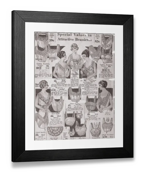Framed Print : Women Modeling Brassieres Framed Print : Women Modeling Brassieres