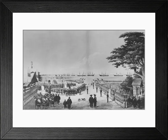 Framed Print : Painting Depicting the Landing of Commodore Perry in Japan Framed Print : Painting Depicting the Landing of Commodore Perry in Japan