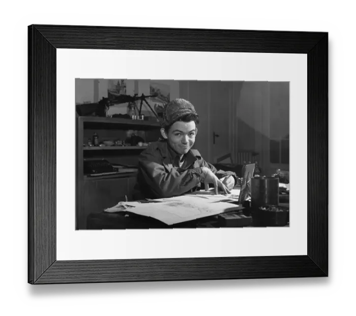Framed Print : Bill Mauldin At Work- Cartoonist