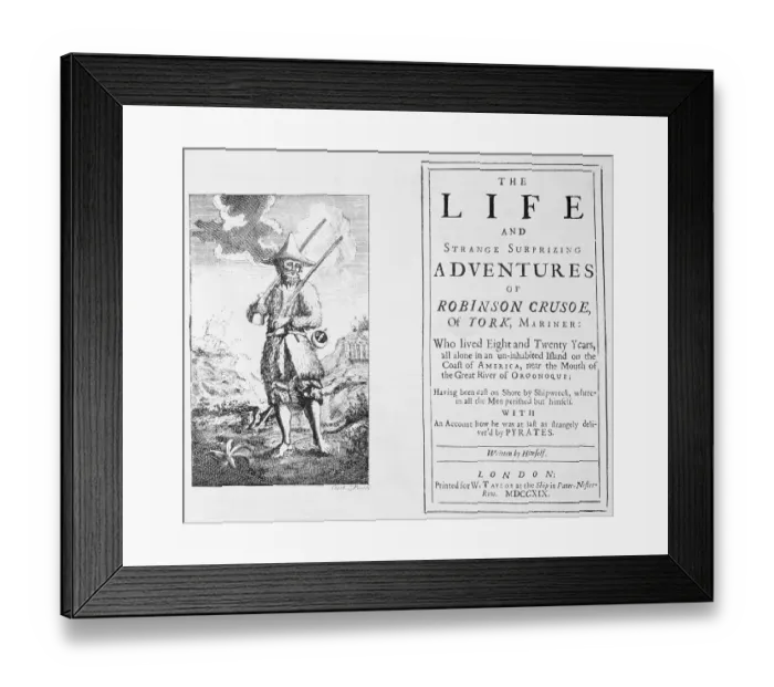 Framed Print : Title Page from Robinson Crusoe by Daniel Defoe Framed Print : Title Page from Robinson Crusoe by Daniel Defoe