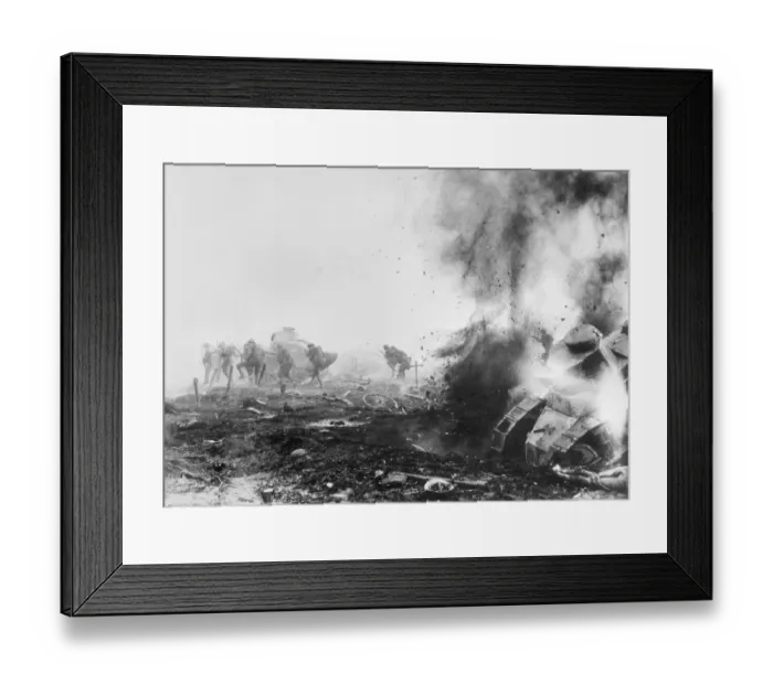 Framed Print : Tank Exploding into Flames Framed Print : Tank Exploding into Flames