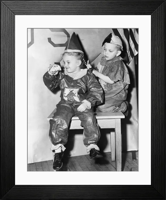 Framed Print : Children dressed in clown costumes Framed Print : Children dressed in clown costumes