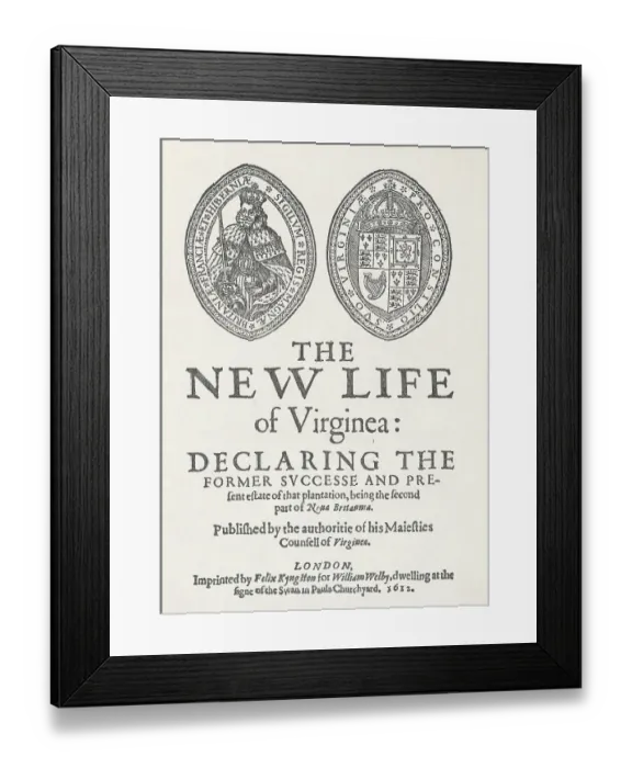 Framed Print : Portrait of The New Life of Virginia Document Framed Print : Portrait of The New Life of Virginia Document