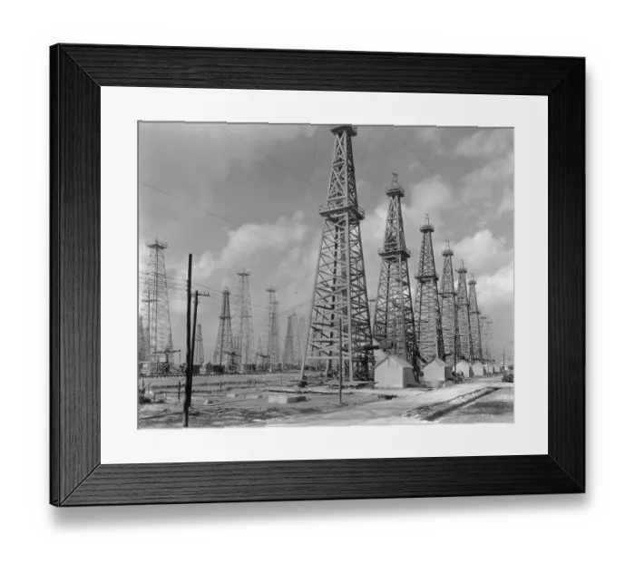 Framed Print : Oil Wells. (Original Caption). Spindle top soil fields Yount Lee Ouil Company Framed Print : Oil Wells. (Original Caption). Spindle top soil fields Yount Lee Ouil Company