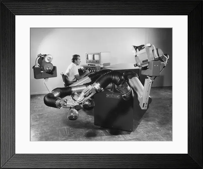 Framed Print : Robot Pouring Liquid From Flask