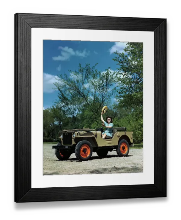 Framed Print : Woman Driving a Military Jeep Framed Print : Woman Driving a Military Jeep