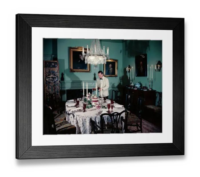 Framed Print : Butler Setting Table at Blair House Framed Print : Butler Setting Table at Blair House