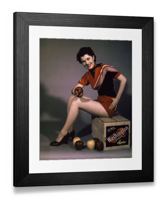Framed Print : Woman Displaying Washington State Apples Framed Print : Woman Displaying Washington State Apples