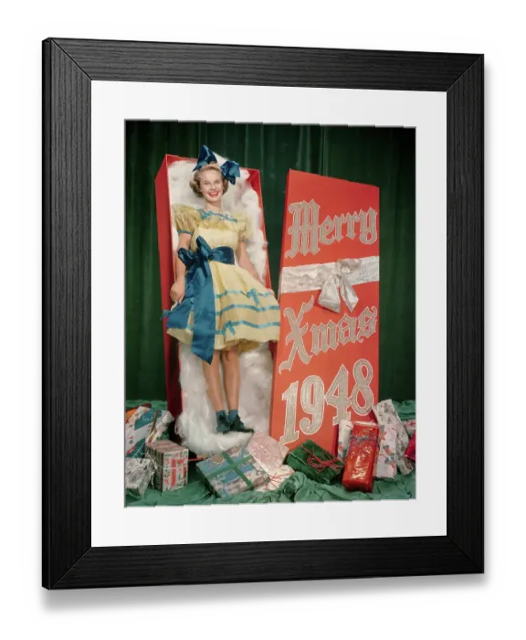 Framed Print : Actress Mona Freeman Posing as Christmas Gift Framed Print : Actress Mona Freeman Posing as Christmas Gift