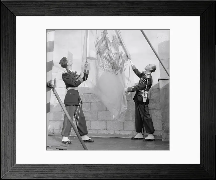 Framed Print : Men Hoisting the Royal Flag Framed Print : Men Hoisting the Royal Flag