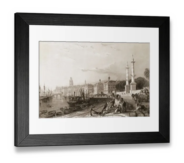 Framed Print : Dock Workers and Citizens Along the Port at Bordeaux Framed Print : Dock Workers and Citizens Along the Port at Bordeaux