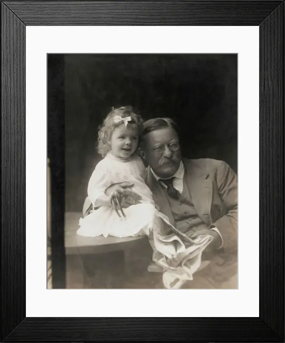 Framed Print : Portrait of Teddy Roosevelt and Granddaughter Framed Print : Portrait of Teddy Roosevelt and Granddaughter