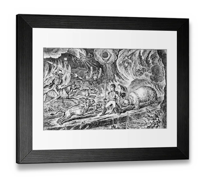 Framed Print : Caricature of Allies Cornering Napoleon Framed Print : Caricature of Allies Cornering Napoleon
