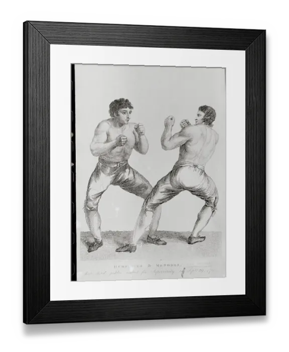 Framed Print : Print of Richard Humphreys and Daniel Mendoza Boxing Framed Print : Print of Richard Humphreys and Daniel Mendoza Boxing