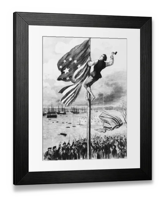 Framed Print : John Van Arsdale Raising the Flag