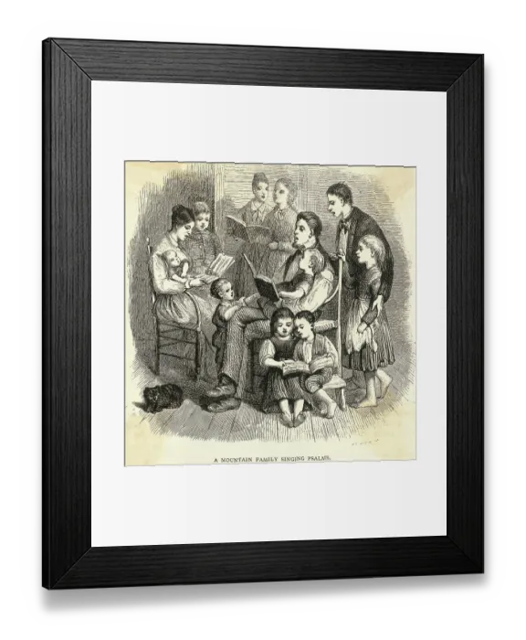 Framed Print : Minister and His Family Singing Hymns from Books Framed Print : Minister and His Family Singing Hymns from Books