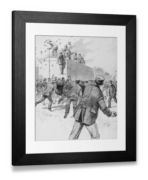 Framed Print : Railroad Strikers Displaying Negative Actions Framed Print : Railroad Strikers Displaying Negative Actions