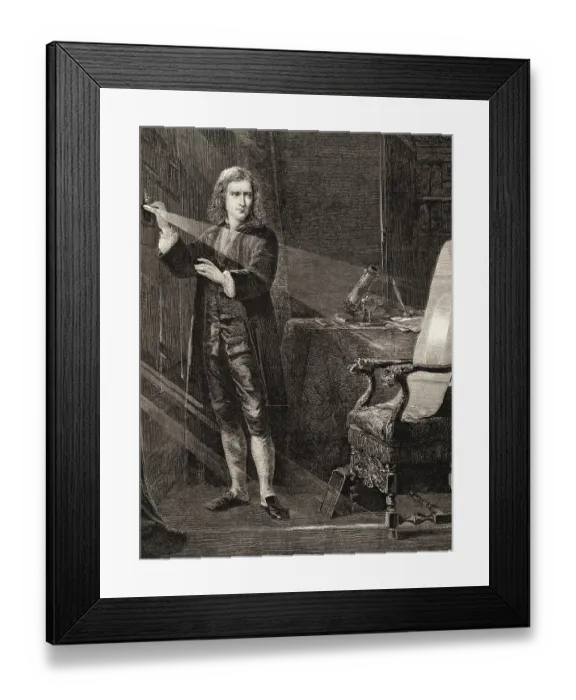 Framed Print : Isaac Newton Performing Experiment Framed Print : Isaac Newton Performing Experiment