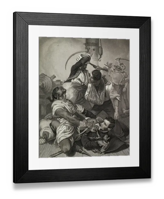 Framed Print : Stephen Decatur Fighting Algerine Framed Print : Stephen Decatur Fighting Algerine