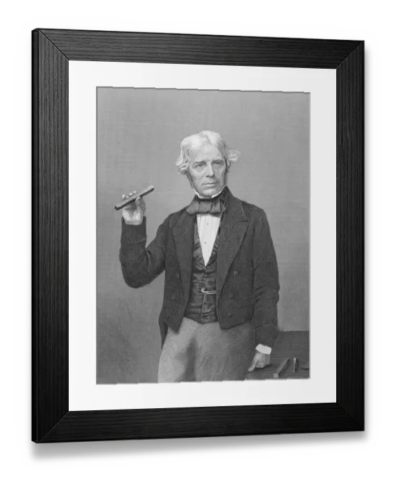 Framed Print : Michael Faraday Posing with Magnet Framed Print : Michael Faraday Posing with Magnet