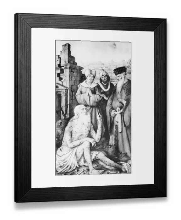 Framed Print : Miniature Painting of a Pague Sufferer in the Middle Ages Framed Print : Miniature Painting of a Pague Sufferer in the Middle Ages