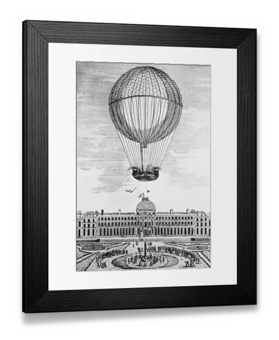 Framed Print : Montgolfier Hot Air Balloon Ascending Framed Print : Montgolfier Hot Air Balloon Ascending
