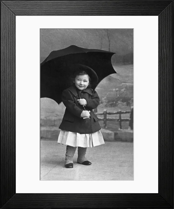 Framed Print : Otto Bettmann at 2 Years with Umbrella Framed Print : Otto Bettmann at 2 Years with Umbrella