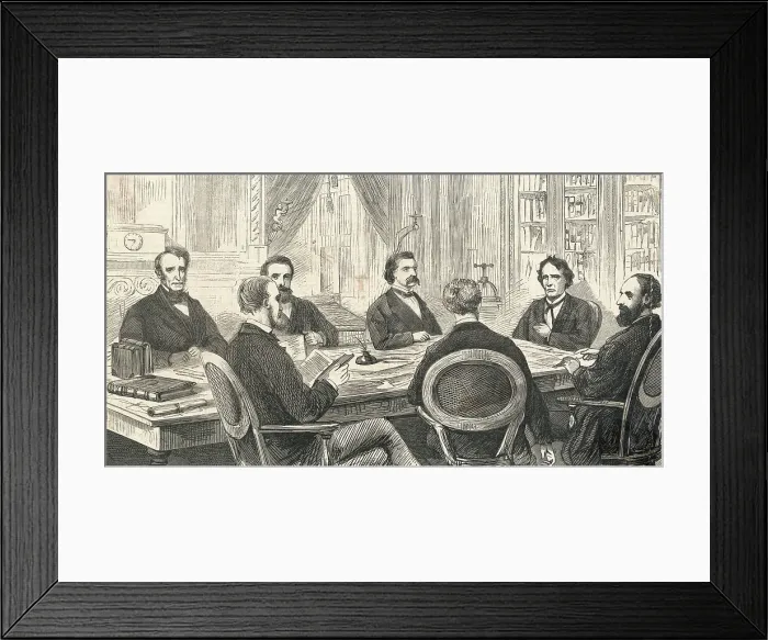 Framed Print : Engraving After The Impeachment Committee Preparing the Indictment by Theodore Russel Davis Framed Print : Engraving After The Impeachment Committee Preparing the Indictment by Theodore Russel Davis