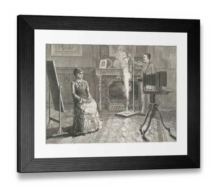 Framed Print : Man Photographing by Magnesium Light