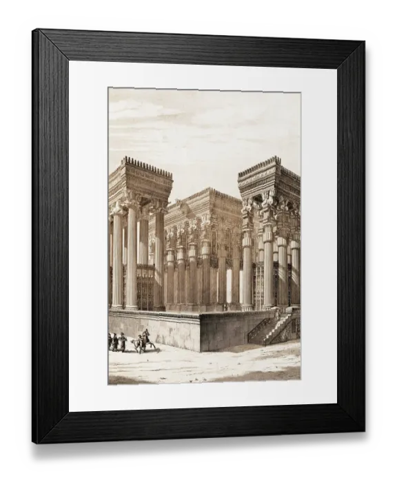 Framed Print : Engraving by Jules Penel After Reconstruction of Hypostyle Hall of Palace of Xerxes at Persepolis by Ch. Chipiez Framed Print : Engraving by Jules Penel After Reconstruction of Hypostyle Hall of Palace of Xerxes at Persepolis by Ch. Chipiez