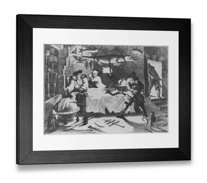 Framed Print : Engraving of Men Raiding a Magician's Laboratory