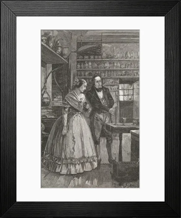 Framed Print : Michael and Mrs. Faraday Observing Experiment Framed Print : Michael and Mrs. Faraday Observing Experiment