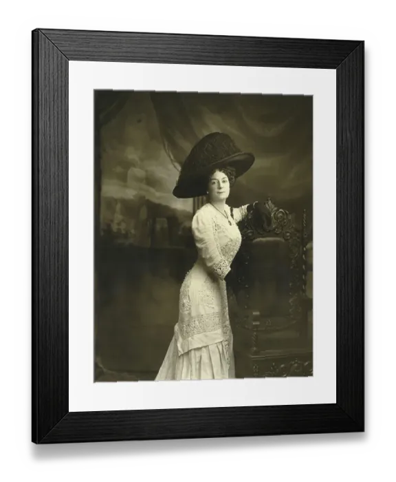 Framed Print : Woman In Lace-Trim Dress, 19Th Century