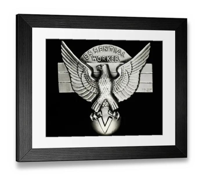Framed Print : Close-Up Of The Essential Worker Pin Framed Print : Close-Up Of The Essential Worker Pin