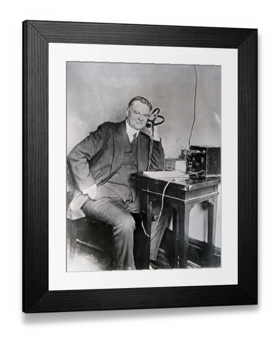 Framed Print : Herbert Hoover Seated / Listening To Radio Framed Print : Herbert Hoover Seated / Listening To Radio