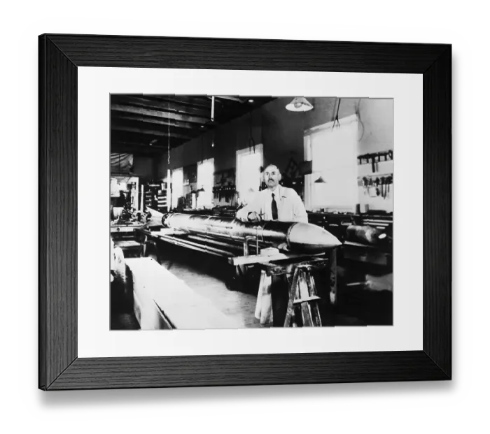 Framed Print : Robert H. Goddard with Rocket Framed Print : Robert H. Goddard with Rocket