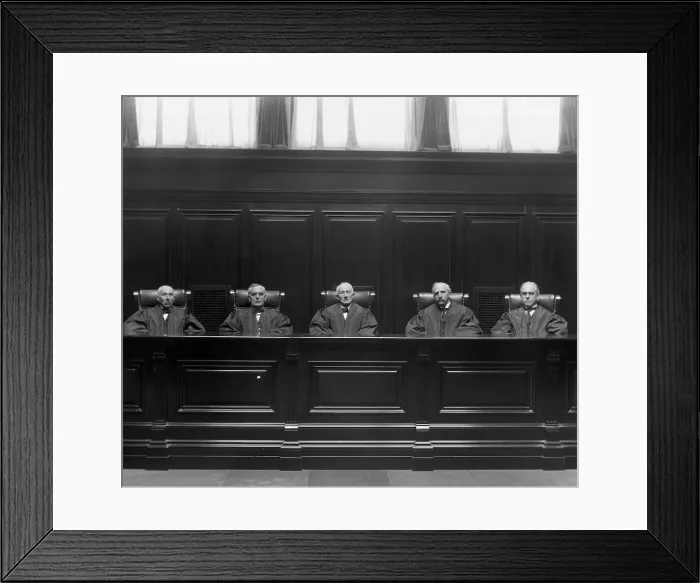 Framed Print : Five Judges Seated At Bench Framed Print : Five Judges Seated At Bench