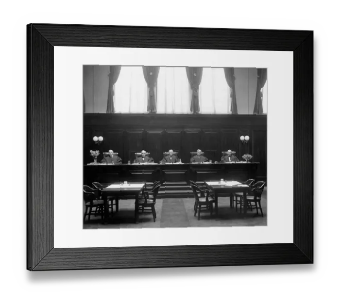 Framed Print : Five Judges Seated At Bench Framed Print : Five Judges Seated At Bench