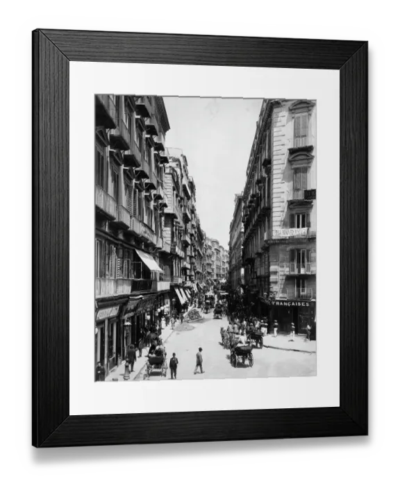 Framed Print : Looking Down Naples Street W / Horse Carts Framed Print : Looking Down Naples Street W / Horse Carts