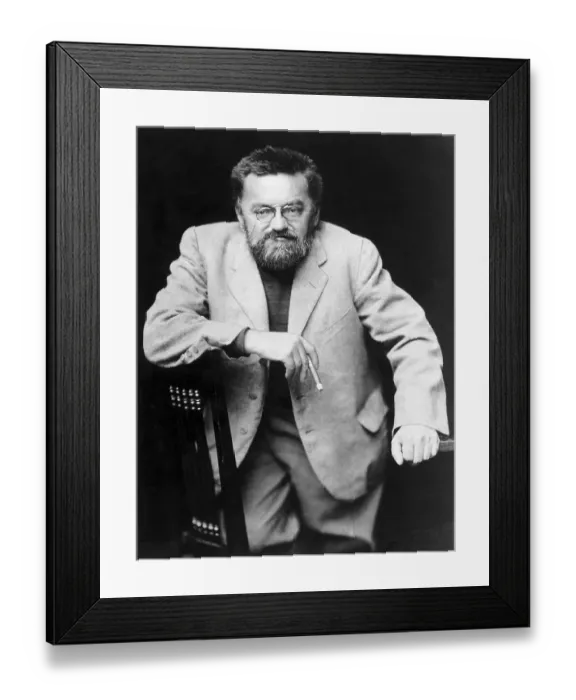 Framed Print : Charles Steinmetz Smokes Kneels On Chair Framed Print : Charles Steinmetz Smokes Kneels On Chair