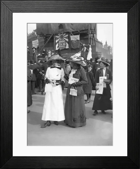 Framed Print : Suffragists Holding The Vote Newspaper Framed Print : Suffragists Holding The Vote Newspaper
