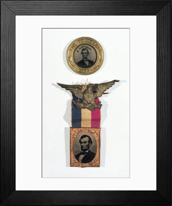 Framed Print : Abraham Lincoln Campaign Badges Framed Print : Abraham Lincoln Campaign Badges